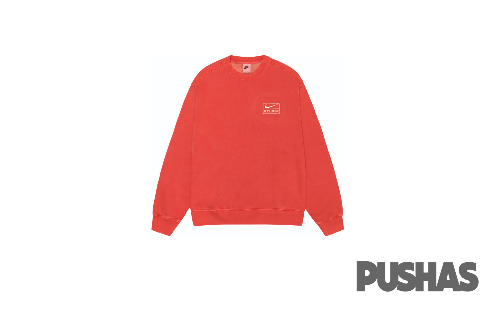 Nike x Stussy Pigment Dyed Fleece Crew 'Habanero Red' (2023) – PUSHAS