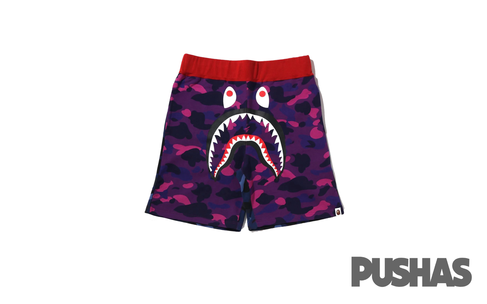 BAPE Crazy Camo Shark Sweat Shorts Purple 2022 PUSHAS