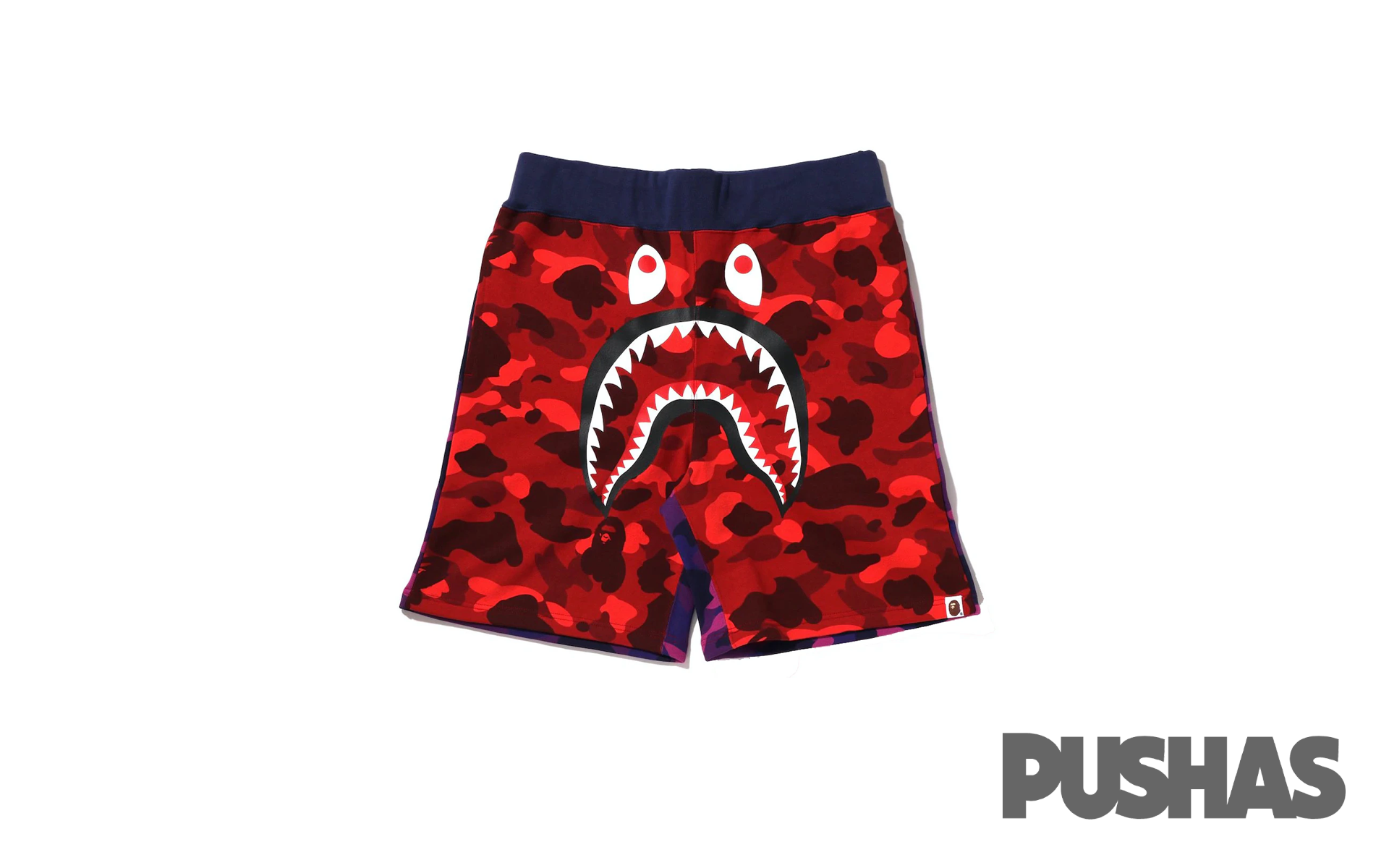 BAPE Crazy Camo Shark Sweat Shorts Red 2022 PUSHAS