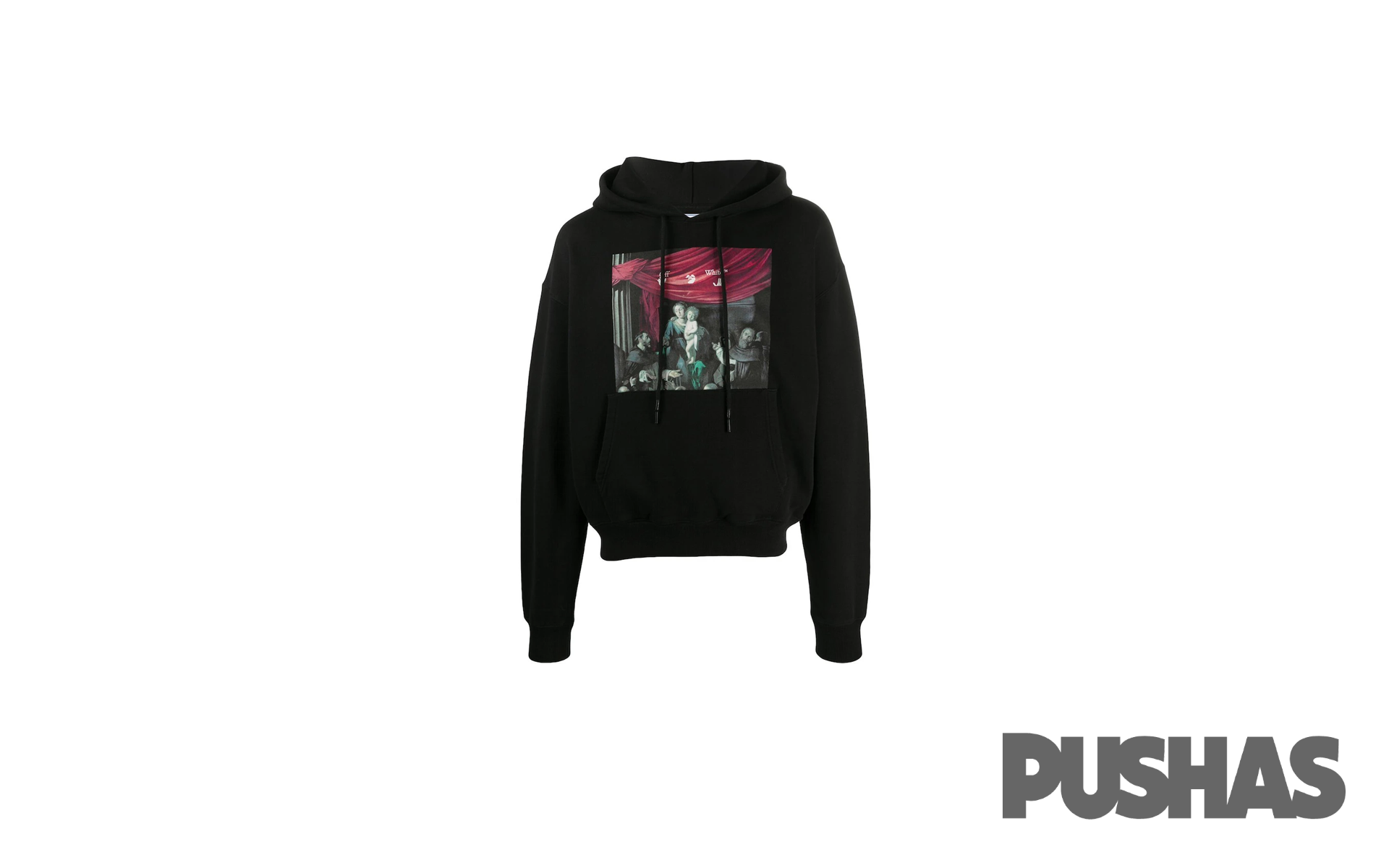 Off White Oversize Fit Caravaggio Painting Hoodie Black PUSHAS