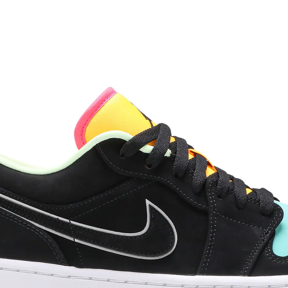 Air-Jordan-1-Low-‘Black-Aurora-Green-Laser-Orange’-(2020)-side-close-up