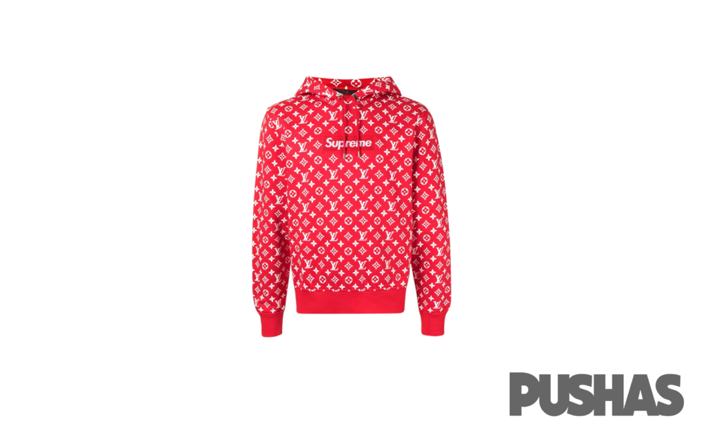 Red supreme 2025 hoodie louis vuitton