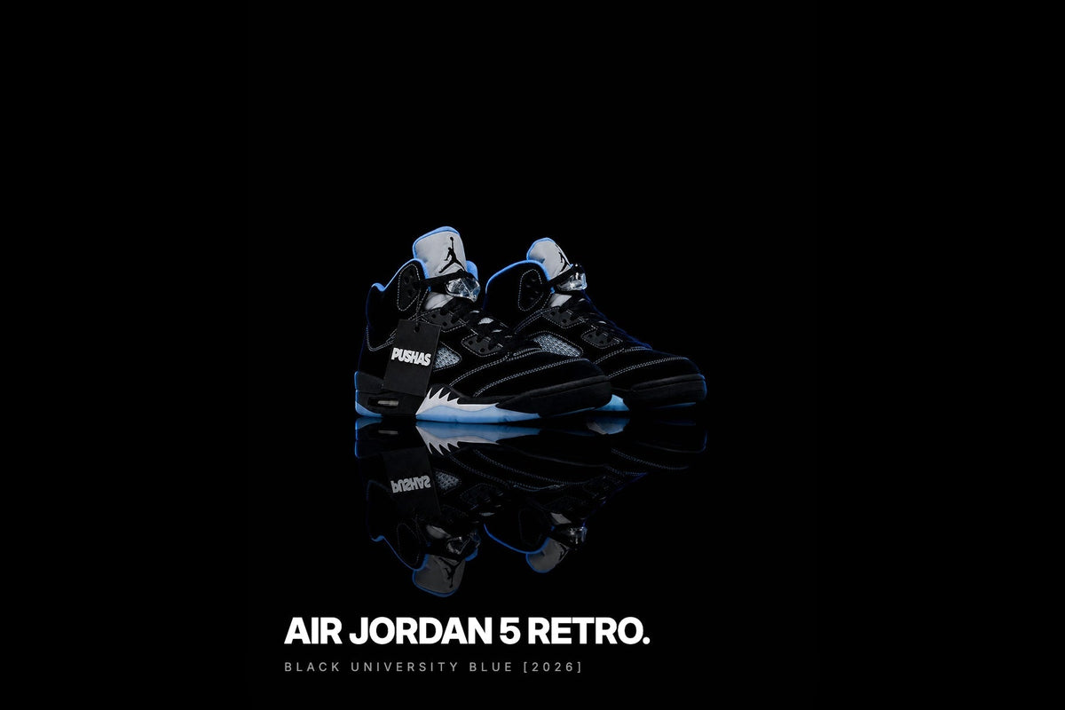 Air Jordan 5 Retro 'Black University Blue' photographed by PUSHAS