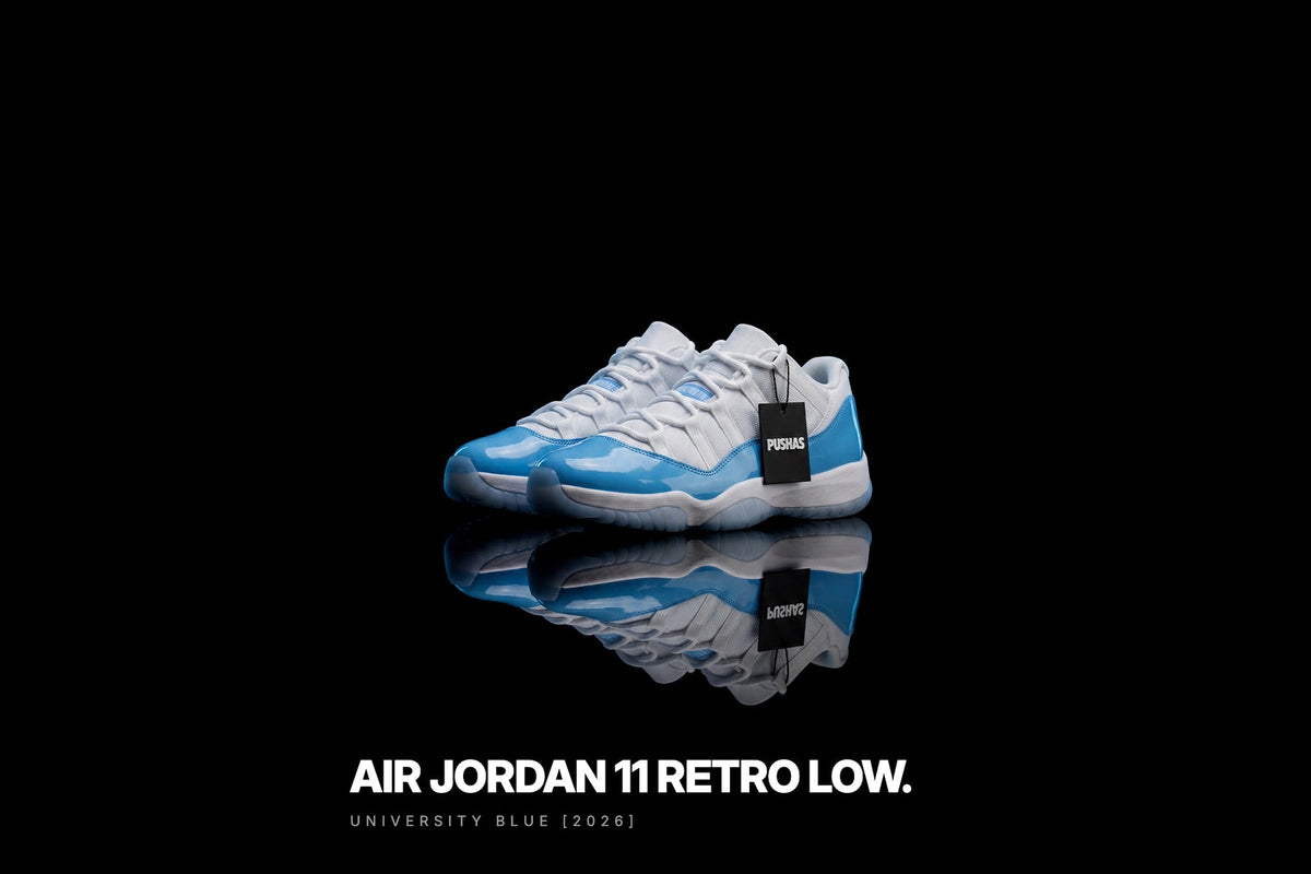 Air Jordan 11 Retro Low 'University Blue' photographed by PUSHAS