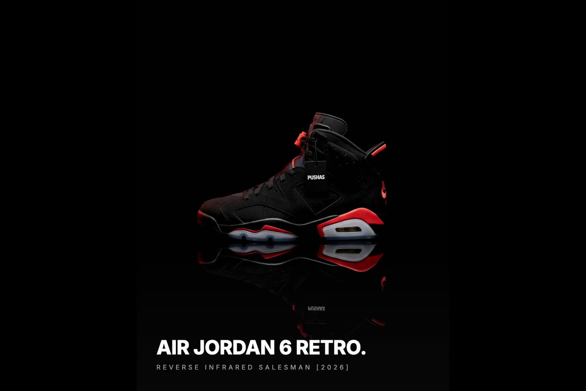 Air Jordan 6 Retro 'Reverse Infrared Salesman' photographed by PUSHAS