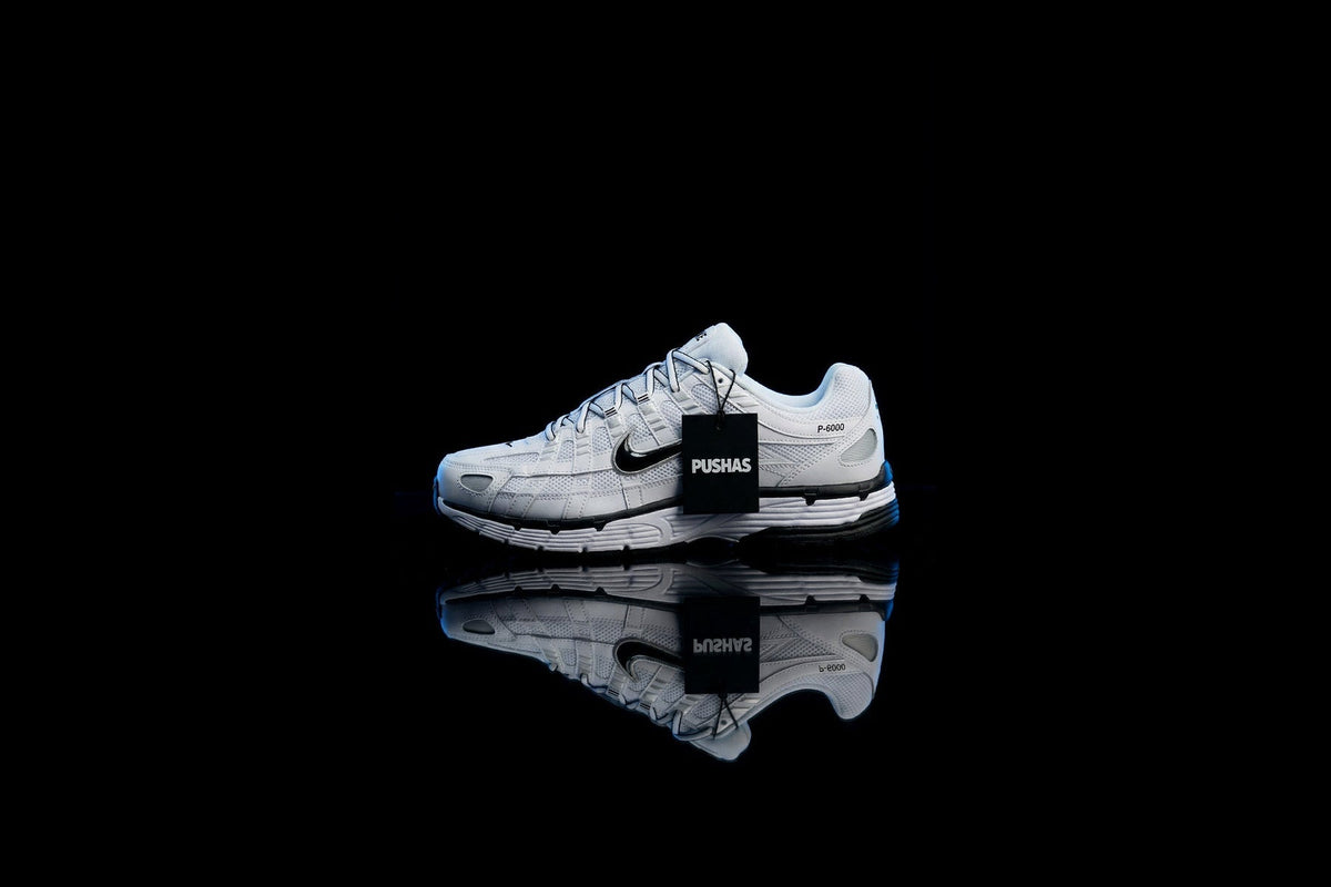 Nike P-6000 'White Metallic Silver Black' photographed by PUSHAS
