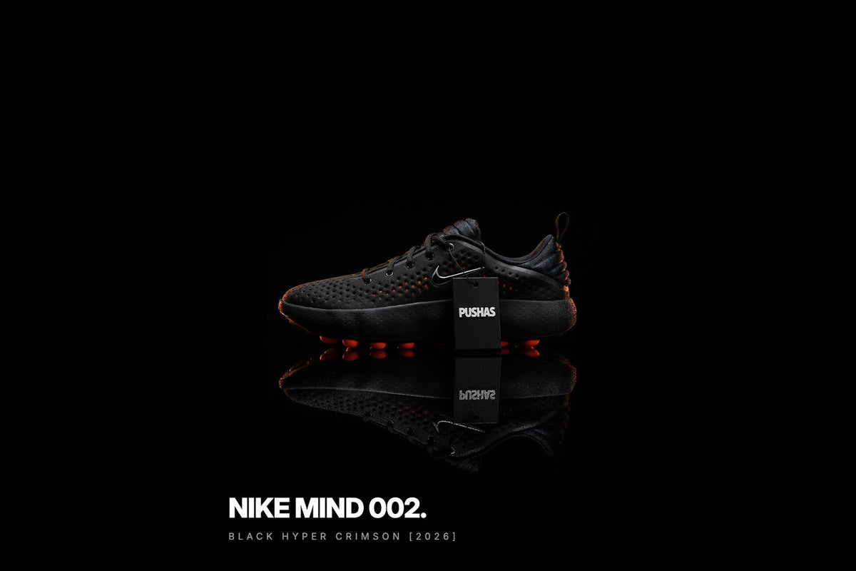 Nike Mind 002 'Black Hyper Crimson' photographed by PUSHAS
