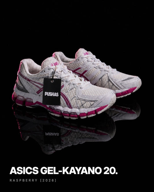 ASICS Gel-Kayano 20 Raspberry 2026 studio hero