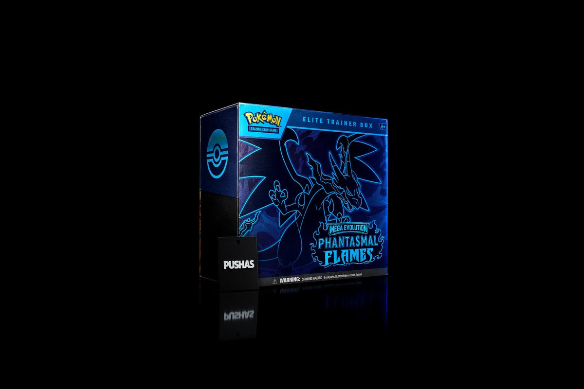 Pokémon TCG Phantasmal Flames Elite Trainer Box photographed by PUSHAS