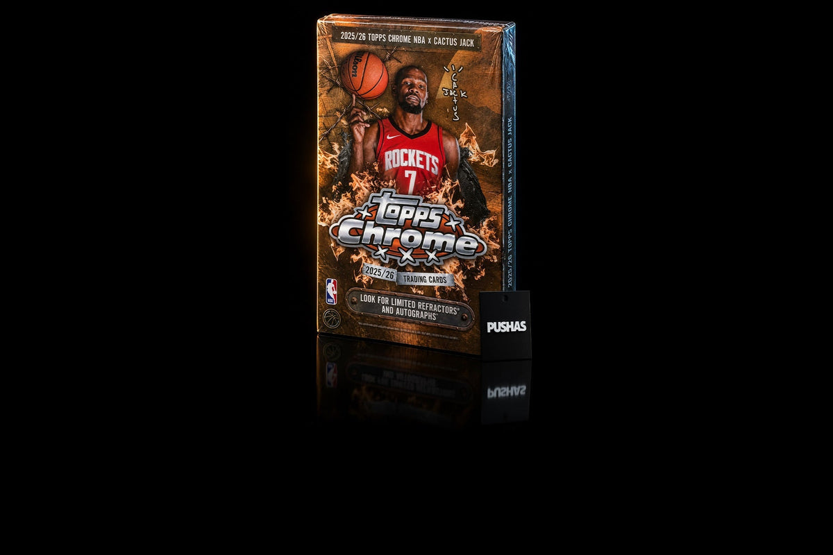 Topps Chrome Cactus Jack Basketball Hobby Box (2025-26) photographed by PUSHAS