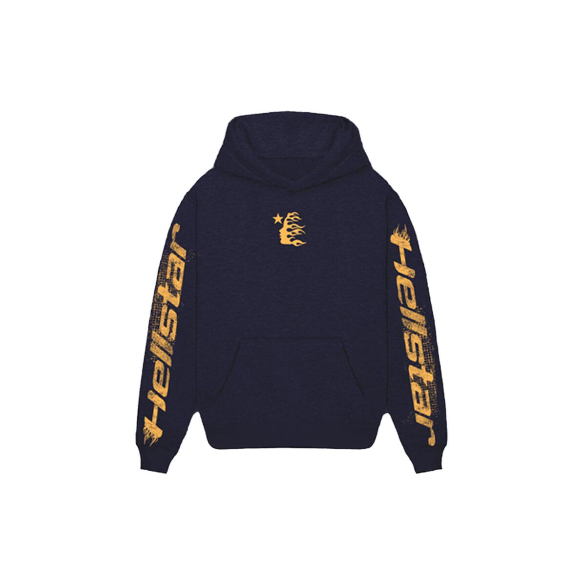 HELLSTAR SPEED HOODIE NAVY GOLD FRONT