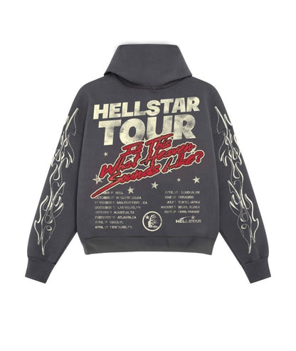 HELLSTAR RECORDS TOUR HOODIE WASHED BLACK BACK