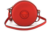 Versace Calf Leather Round Disc Shoulder Bag 'Red'