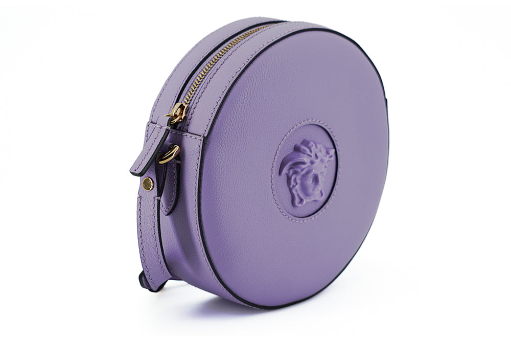 Versace Calf Leather Round Disco Shoulder Bag 'Purple'