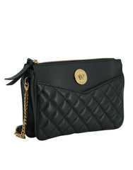 Versace Lamb Leather Pouch Crossbody Bag with Medusa Head Logo 'Black'