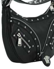 Versace Calf Leather Small Hobo Shoulder Bag with Medusa Head Logo 'Black'