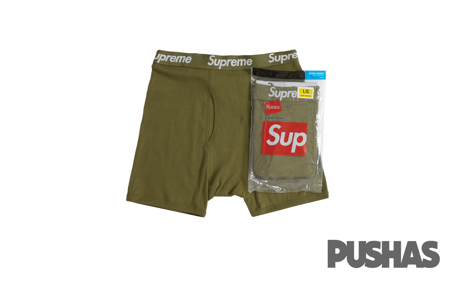 Supreme Hanes Boxer Briefs 2 Pack 'Olive' (2022) – PUSHAS