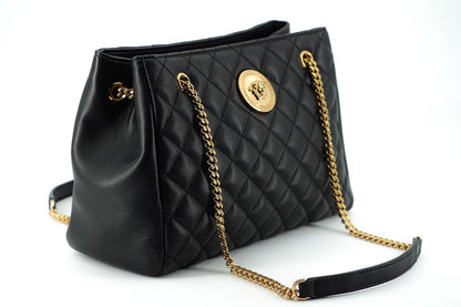 Versace Quilted Nappa Leather Medusa Tote Handbag 'Black'