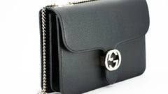 Gucci Calf Leather Shoulder Bag 'Black'