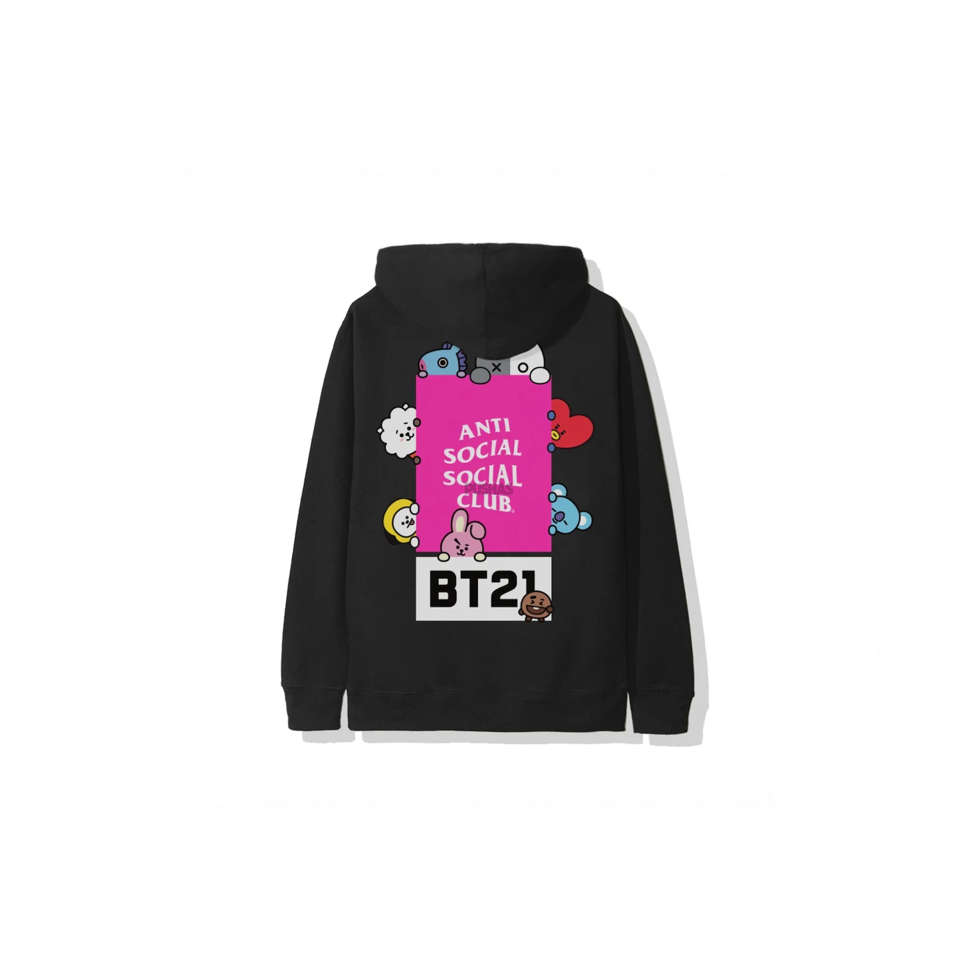 Anti Social Social Club x BT21 Madhouse Hoodie Black PUSHAS