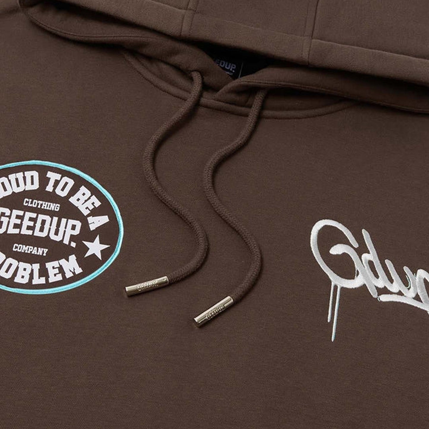 Geedup Proud To Be A Problem Hoodie 'Brown / Light Blue'