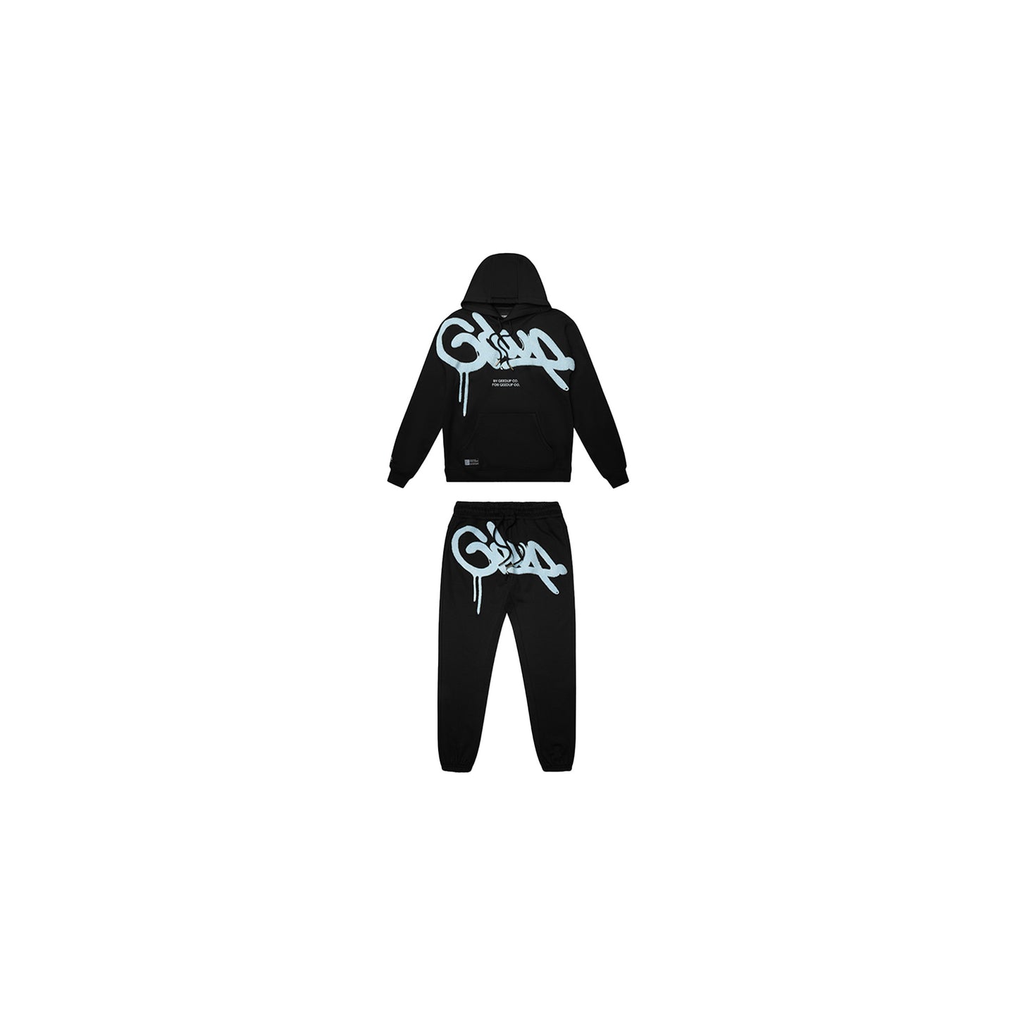 Geedup Handstyle Kids Tracksuit 'Black / Baby Blue' (2024)