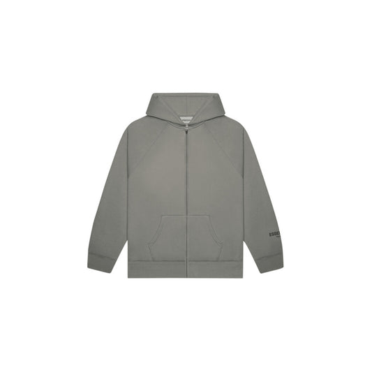 Fear of God Essentials Full Zip Up Hoodie Applique Logo 'Gray Flannel / Charcoal' (2020)