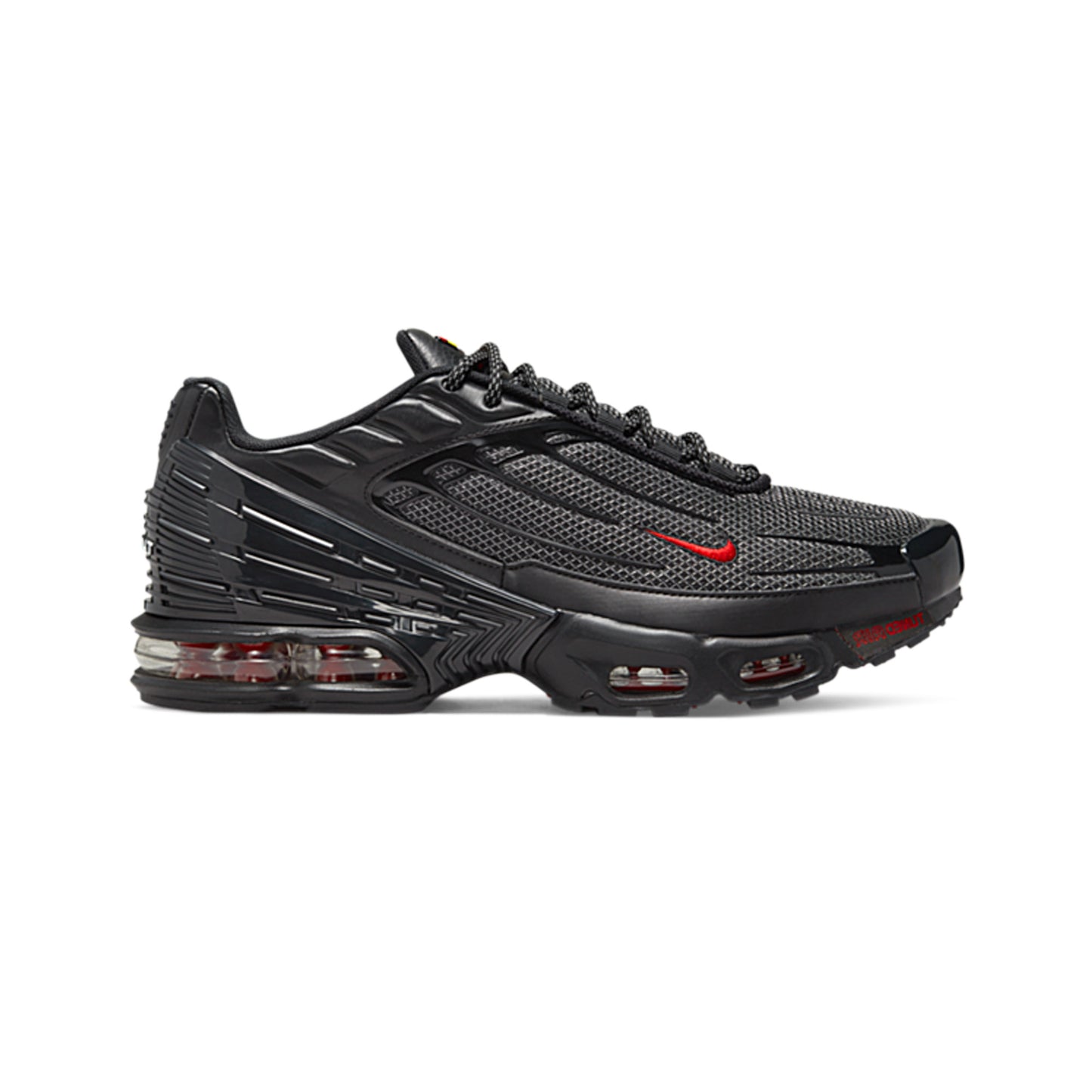 Nike Air Max Plus 3 Black Reflective Silver University Red 2022 PUSHAS