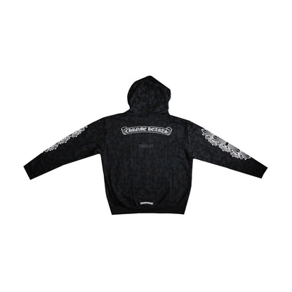 Chrome Hearts Cemetery Cross Print Zip Up Hoodie 'Black'