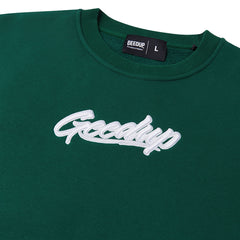 Geedup OS Script Crewneck 'Forest Green / White'