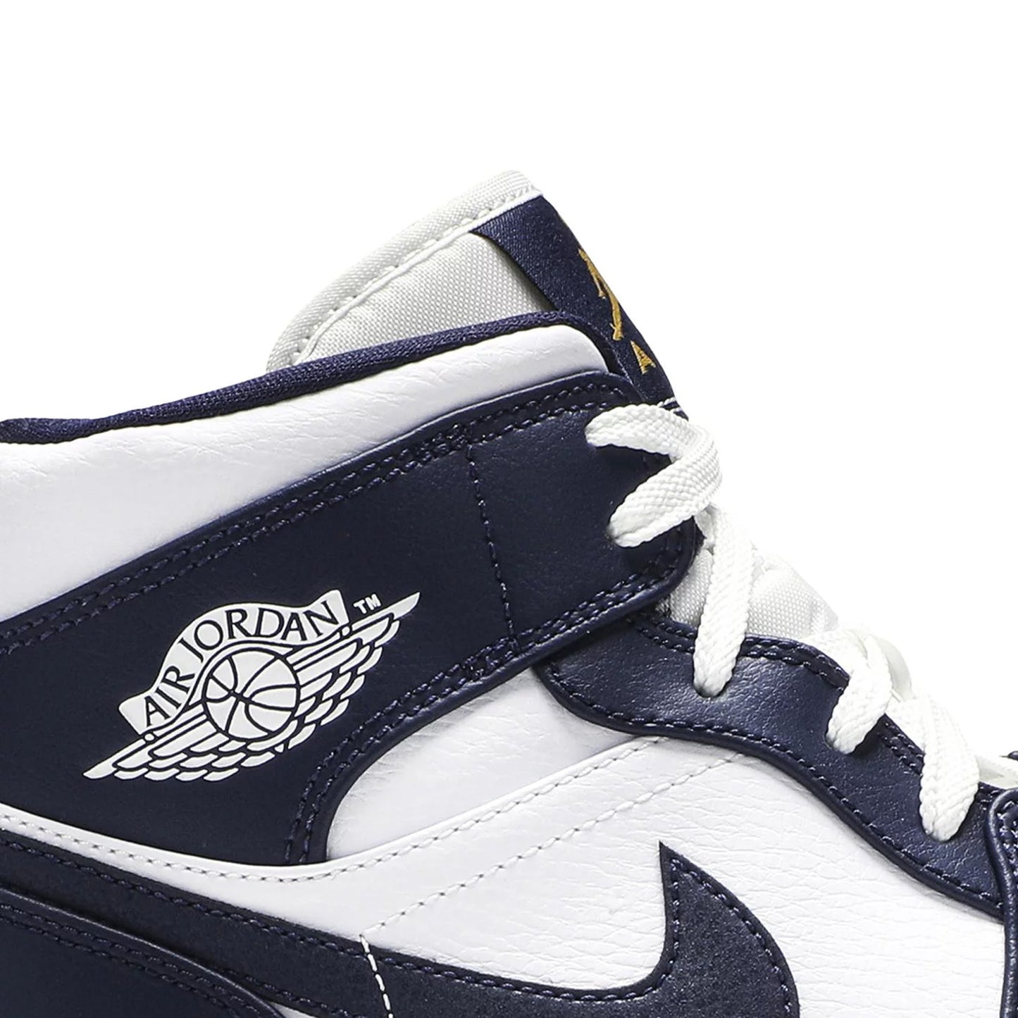 Air jordan 1 mid white metallic gold obsidian on sale