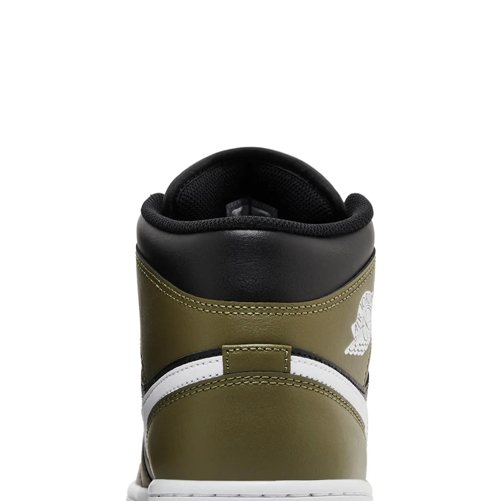 Air-Jordan-1-Mid-‘Black-White-Olive’-(2024)-7