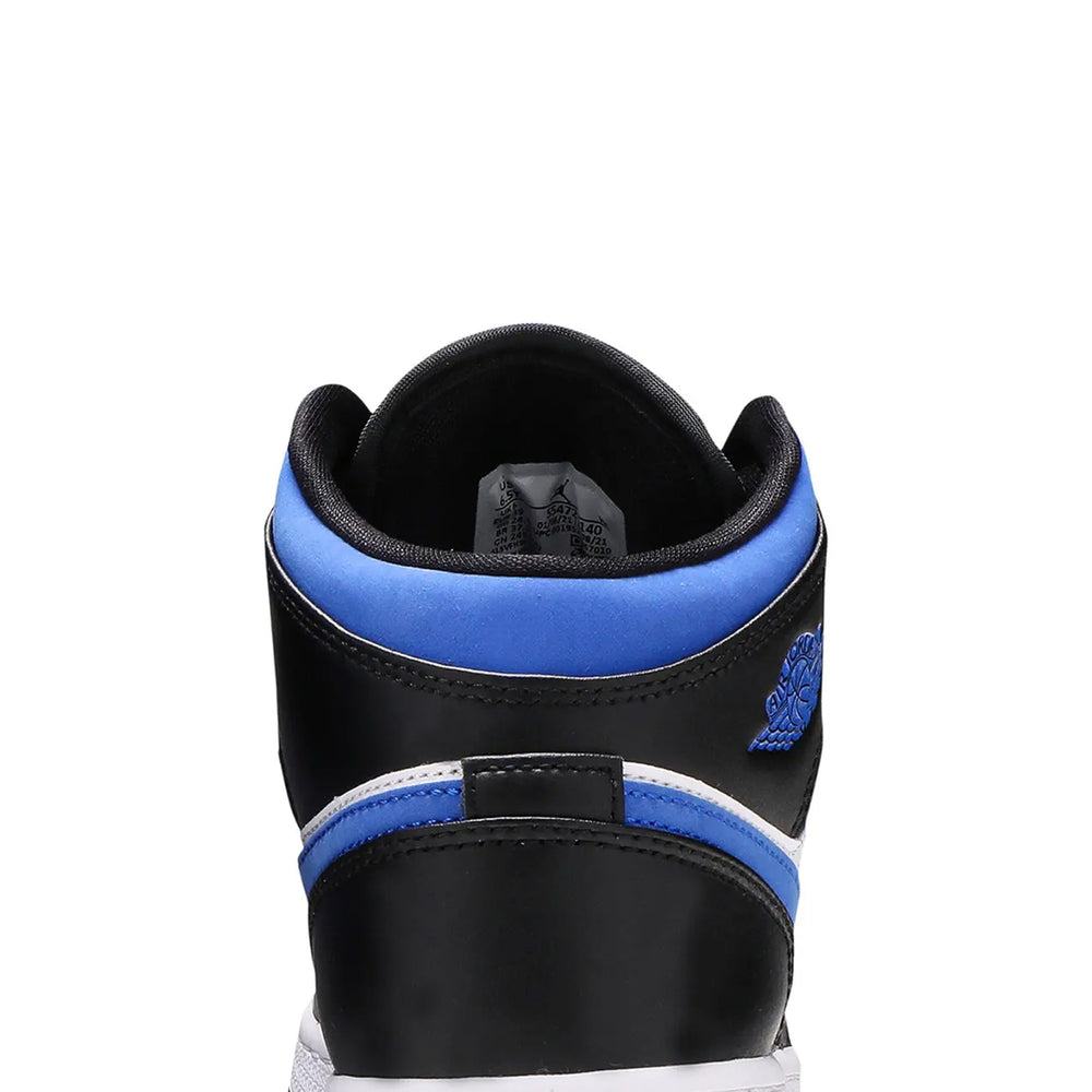 Air-Jordan-1-Mid-‘White-Black-Royal’-GS-back-close-up