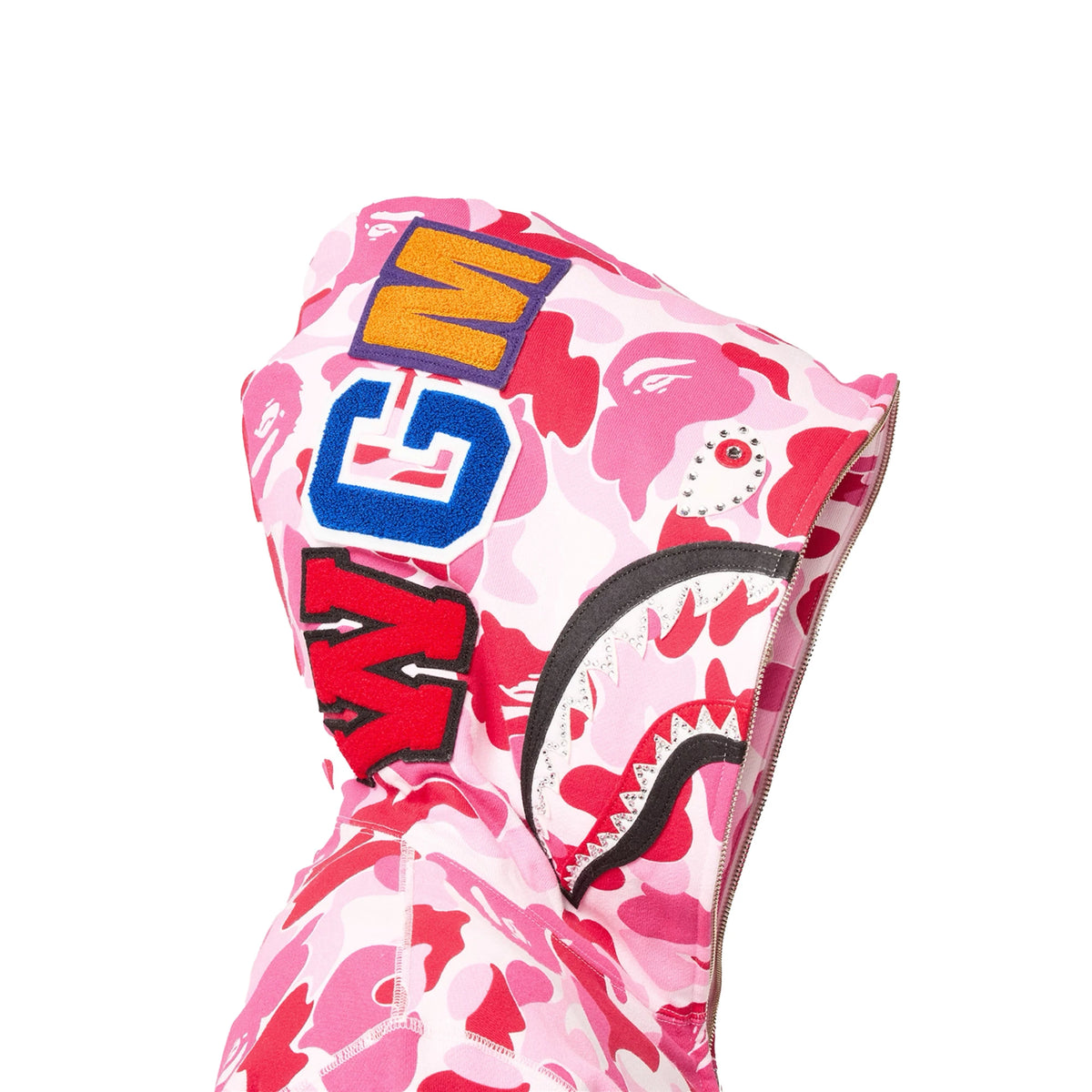 BAPE ABC Camo Crystal Stone Shark Full Zip Hoodie 'Pink' (2025