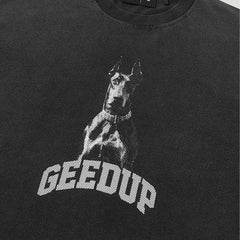 Geedup-L.P.S-Dobermann-T-Shirt-‘Washed-Black’-(2025)- close-up