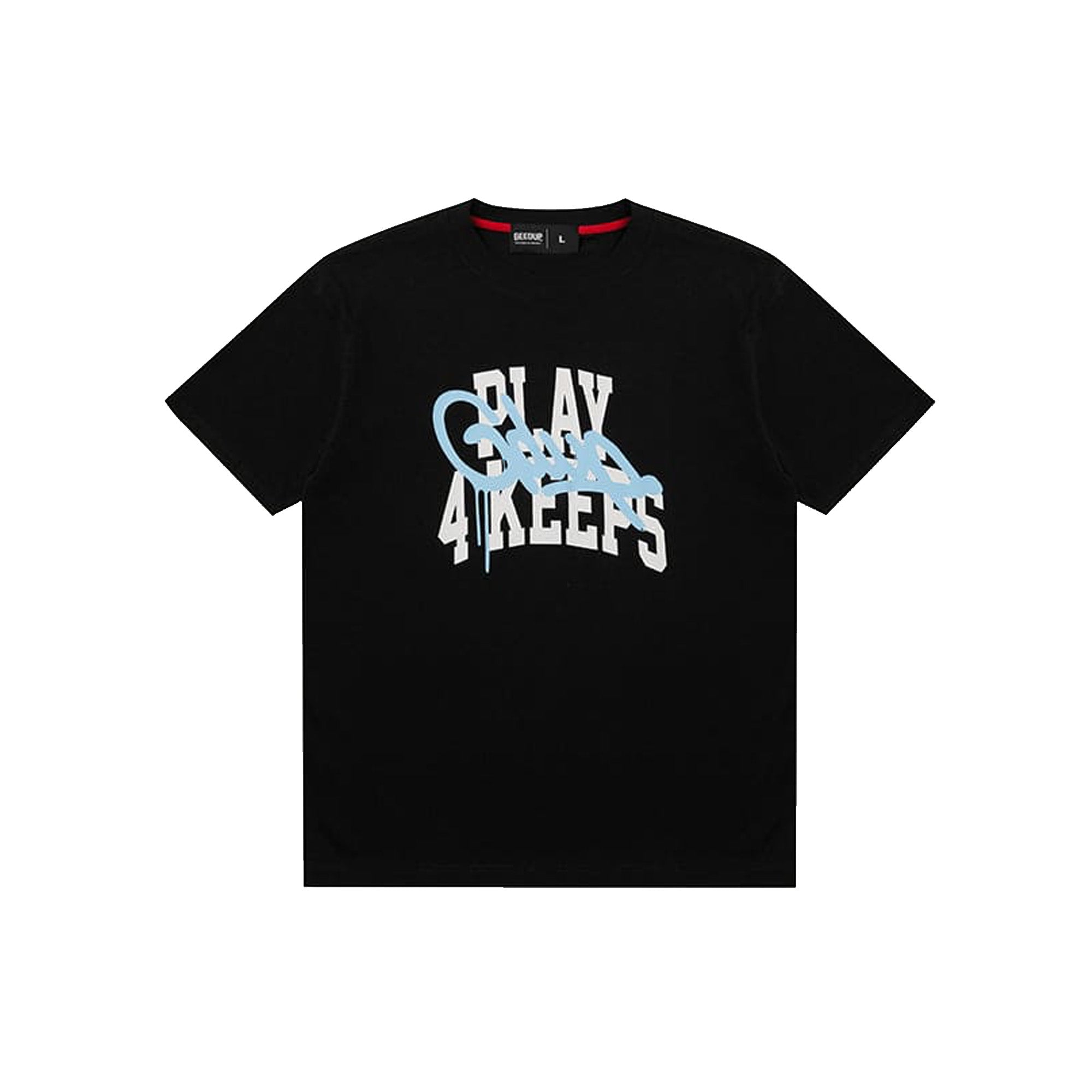 Geedup-Play-4-Keeps-T-Shirt-'Black-/--Blue'(2025)-front