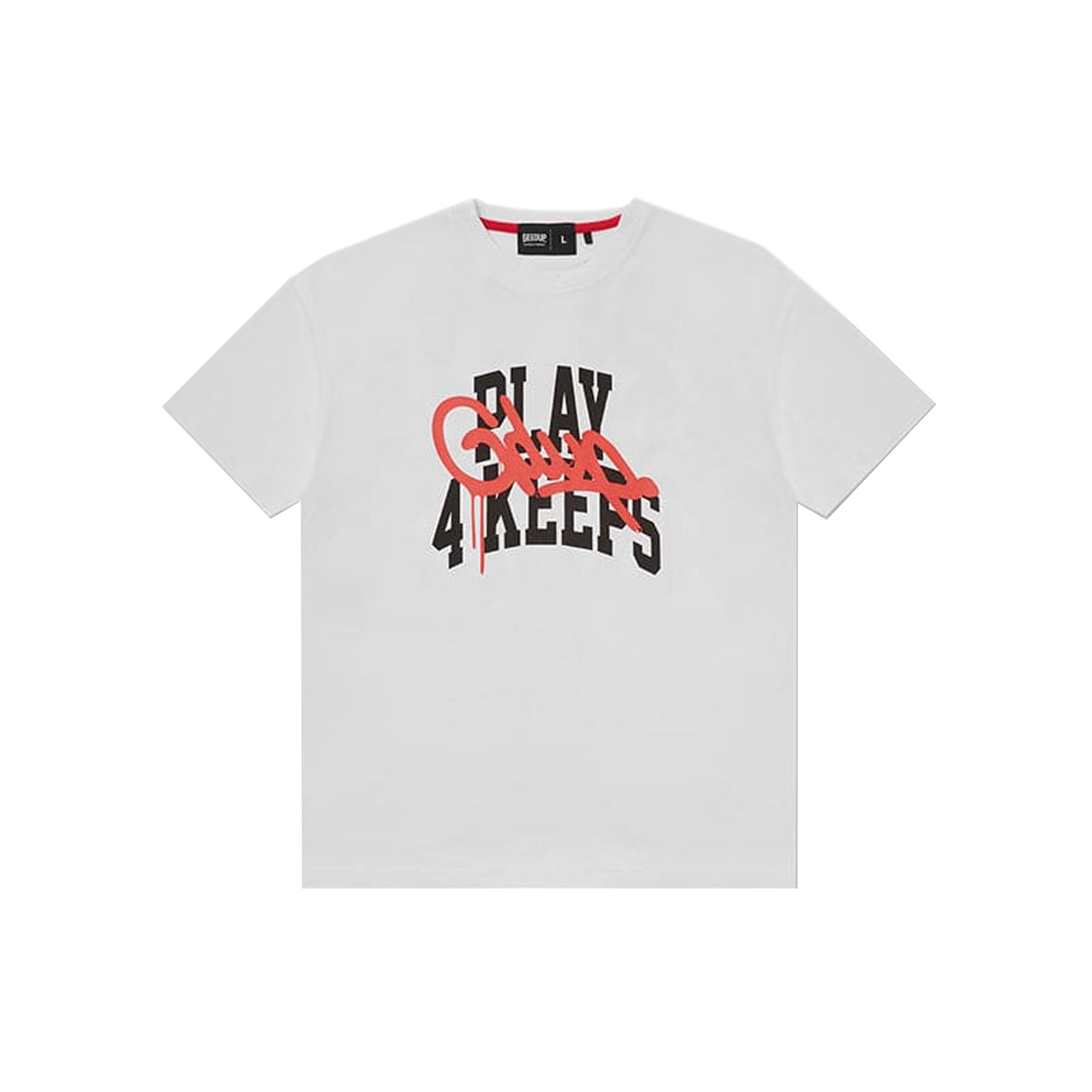 Geedup-Play-4-Keeps-T-Shirt-'White-/--Red'(2025)-front