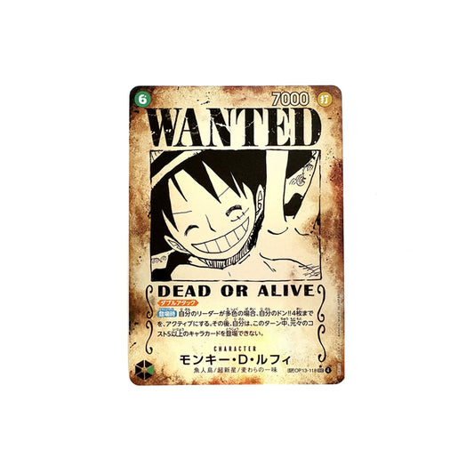 One Piece Card Game Japanese OP13-Carrying On His Will #OP13-118 Monkey.D.Luffy SEC Wanted Poster Special (2025)