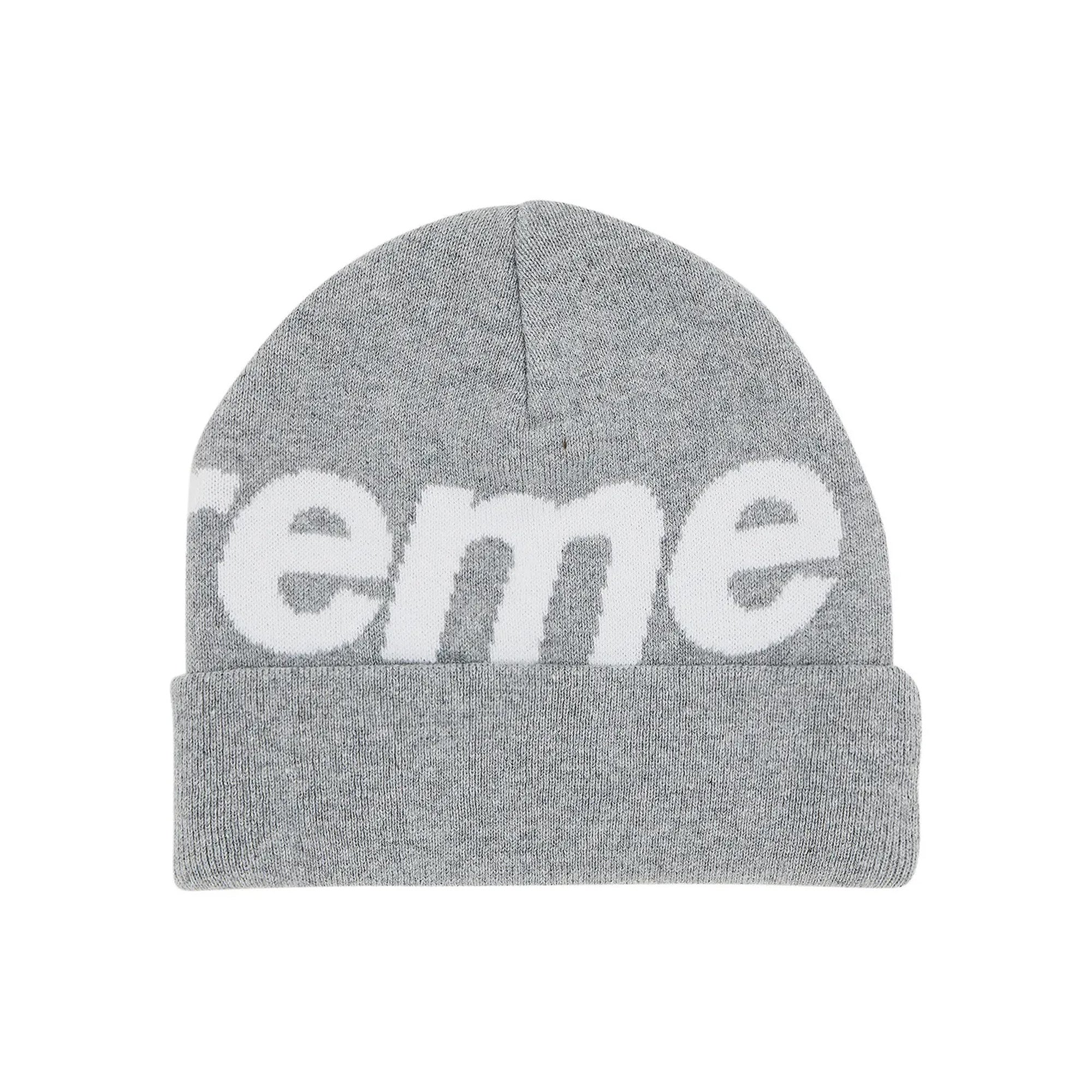 Supreme-Big-Logo-Beanie-'Ash-Grey'-(2024)-side