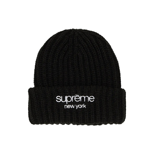 Supreme-Classic-Logo-Chunky-Ribbed-Beanie-'Black'-(2024)-front