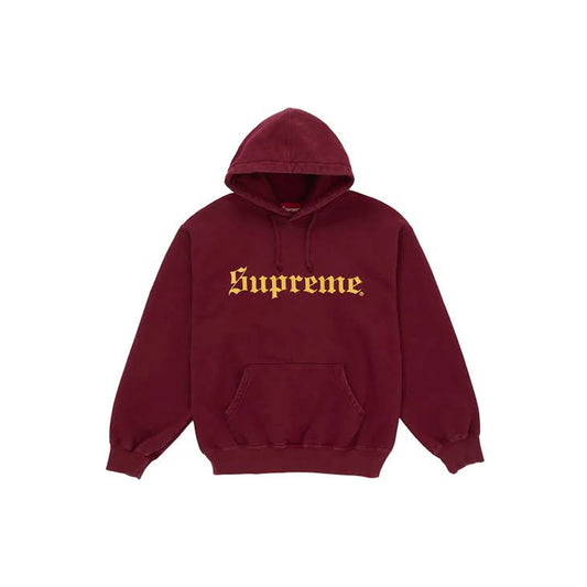 Supreme Washed Old English Hooded Sweatshirt 'Cardinal' (2025)