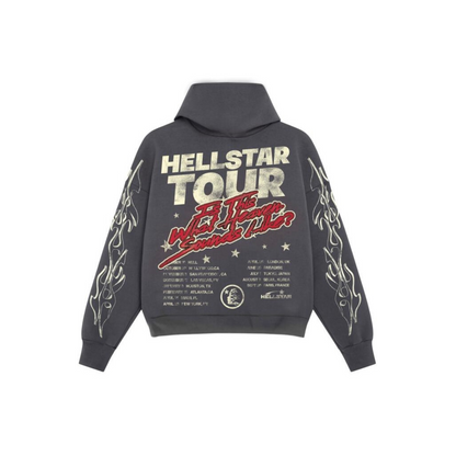 HELLSTAR Records Tour Hoodie 'Washed Black' (Overseas Exclusive 2023)