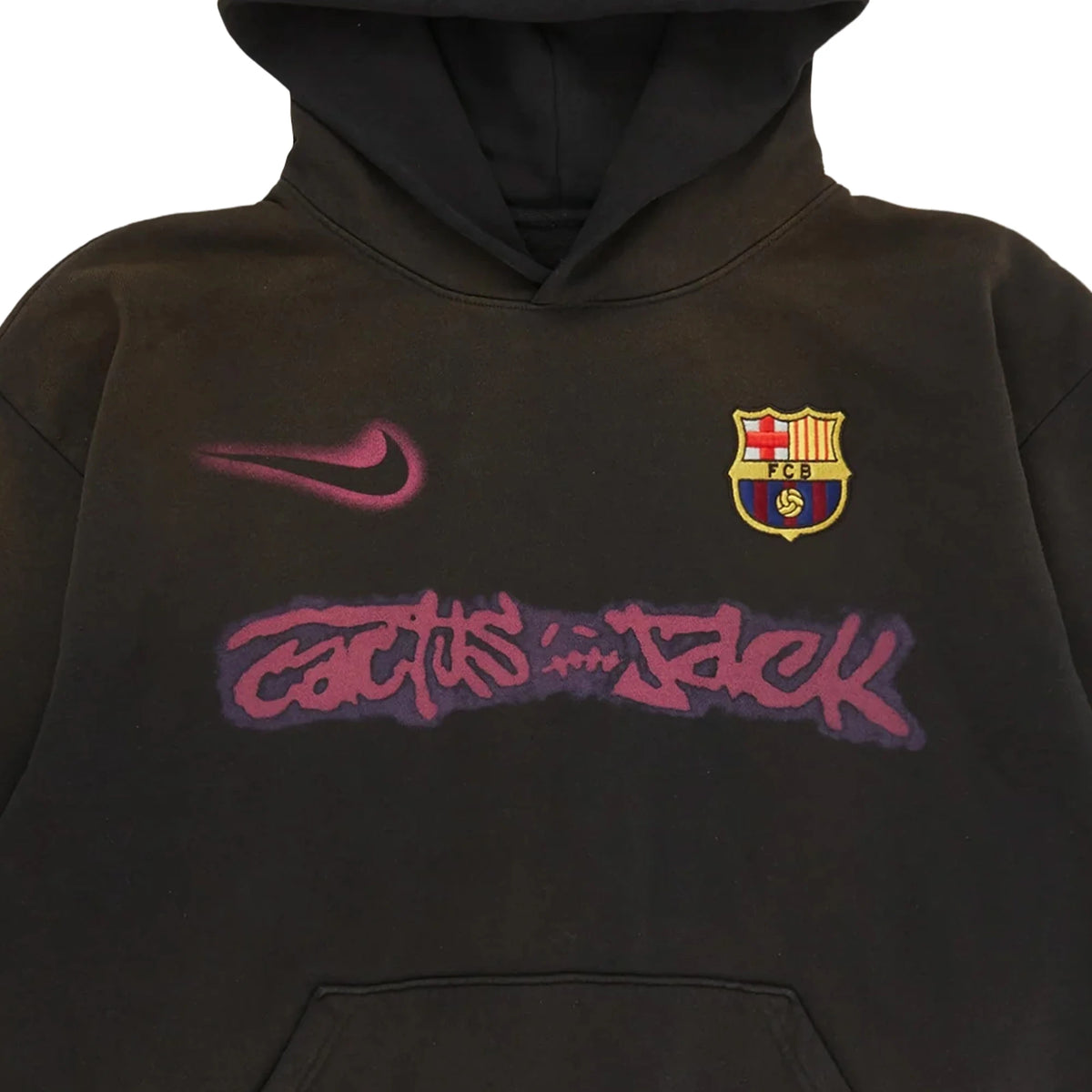 Travis Scott x Nike x FC Barcelona Spray Logo Hoodie 'Black' (2025