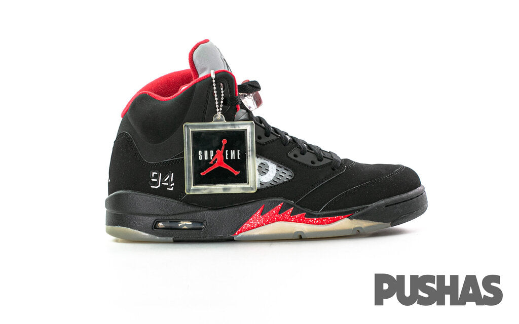 Nike Air Jordan 5 Retro Supreme Black White Varsity Red 824371 001 Size 9