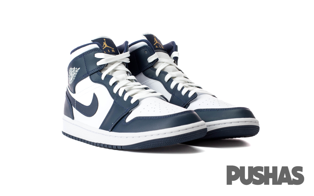 Air Jordan 1 Mid Metallic Gold Obsidian 2019 PUSHAS