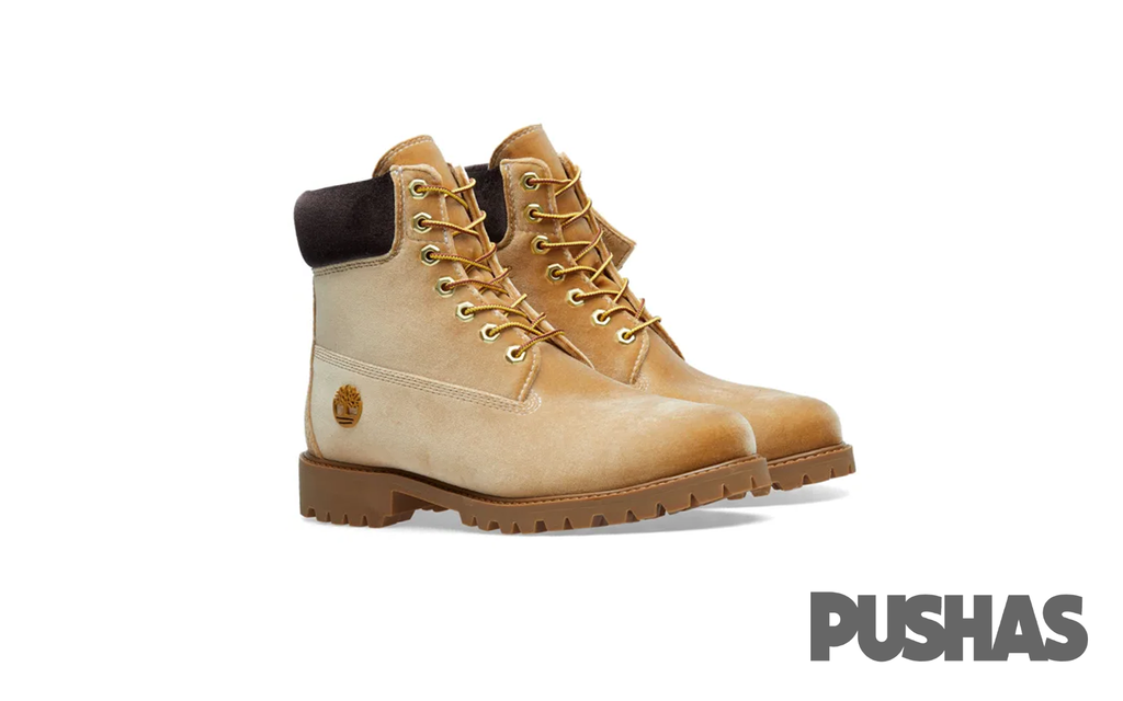 Off white top timberland wheat