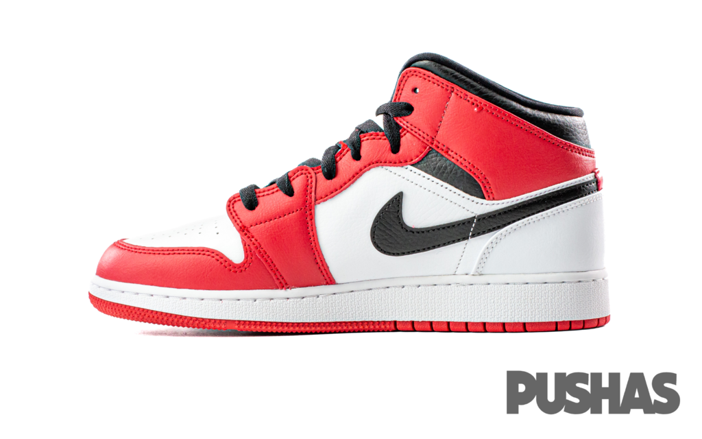 Air Jordan 1 Mid Chicago White Heel GS PUSHAS