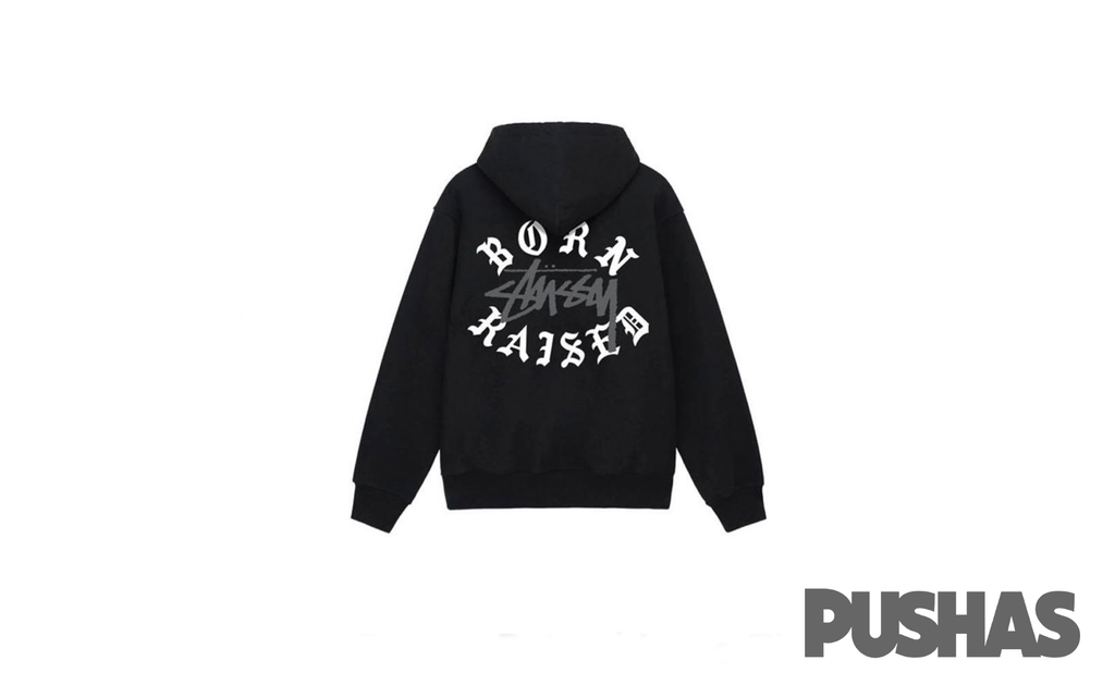 Stussy x Born & Raised Logo Zip Hoodie 'Black'
