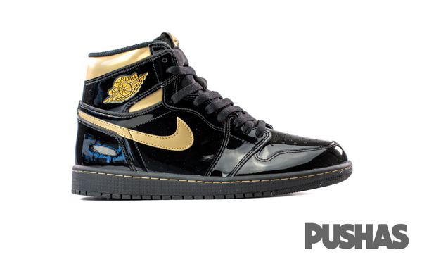 Black and gold jordans sales 1s